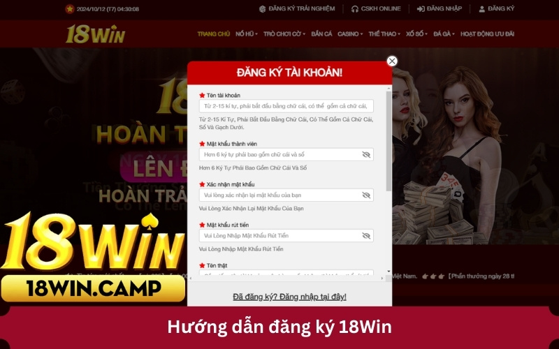 Hướng dẫn đăng ký 18Win